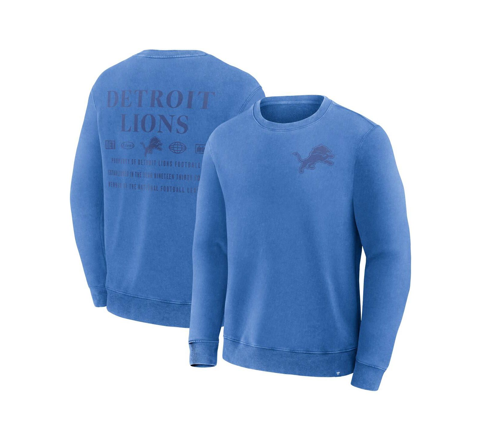 Мужская толстовка Fanatics Blue Detroit Lions Deep Route Pullover
