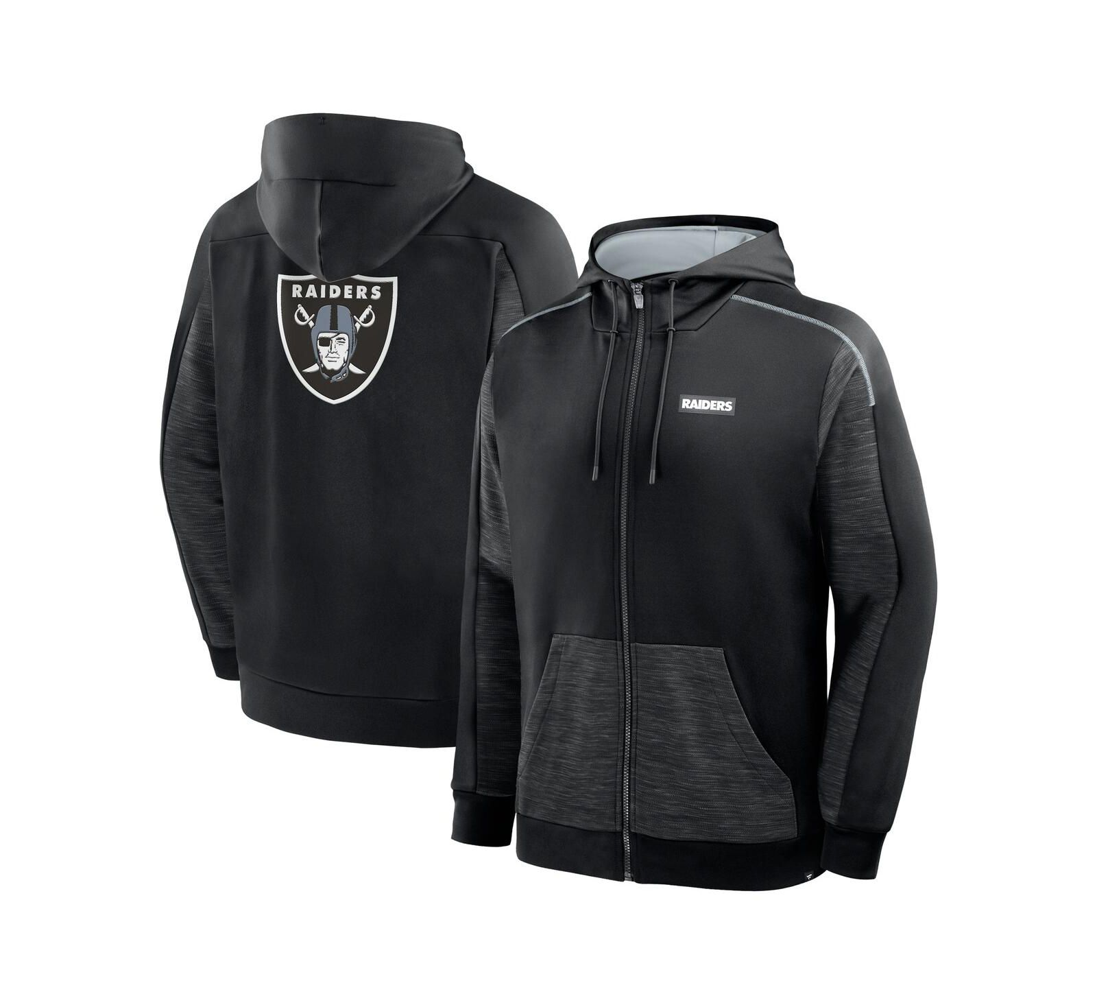 Fanatics Men's Black Las Vegas Raiders Checkdown Pass Full-Zip Hoodie