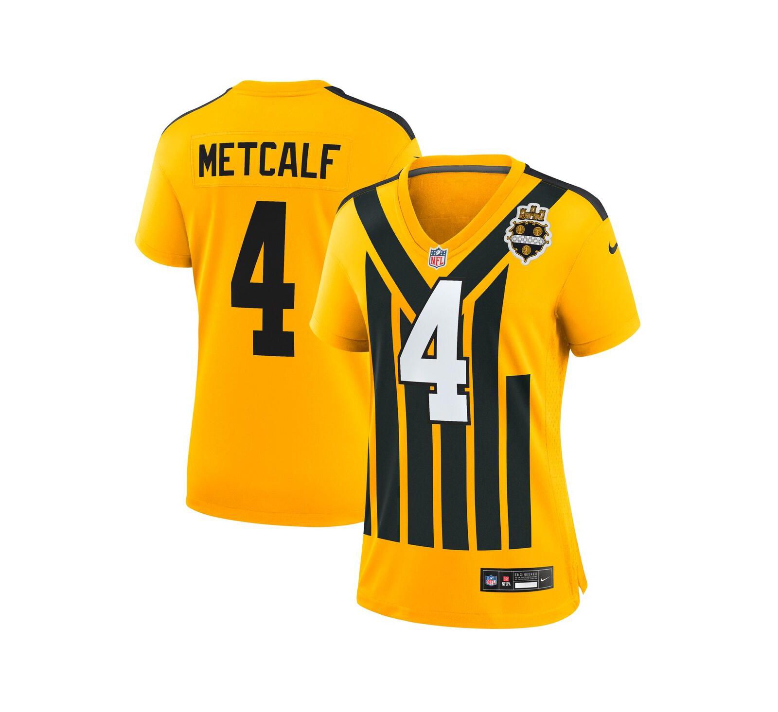 Nike Женская игровая джерси Pittsburgh Steelers DK Metcalf Gold Alternate 1933 Throwback
