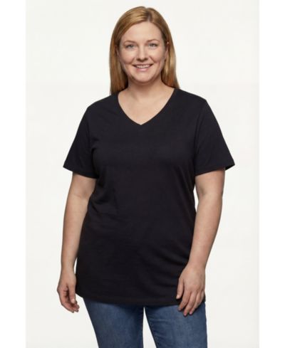 Женский туника Woman Within Plus Size Perfect с коротким рукавом и V-образным вырезом