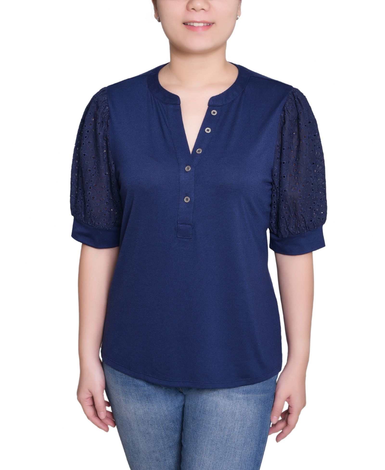 Женский топ NY Collection Puff Elbow Sleeve