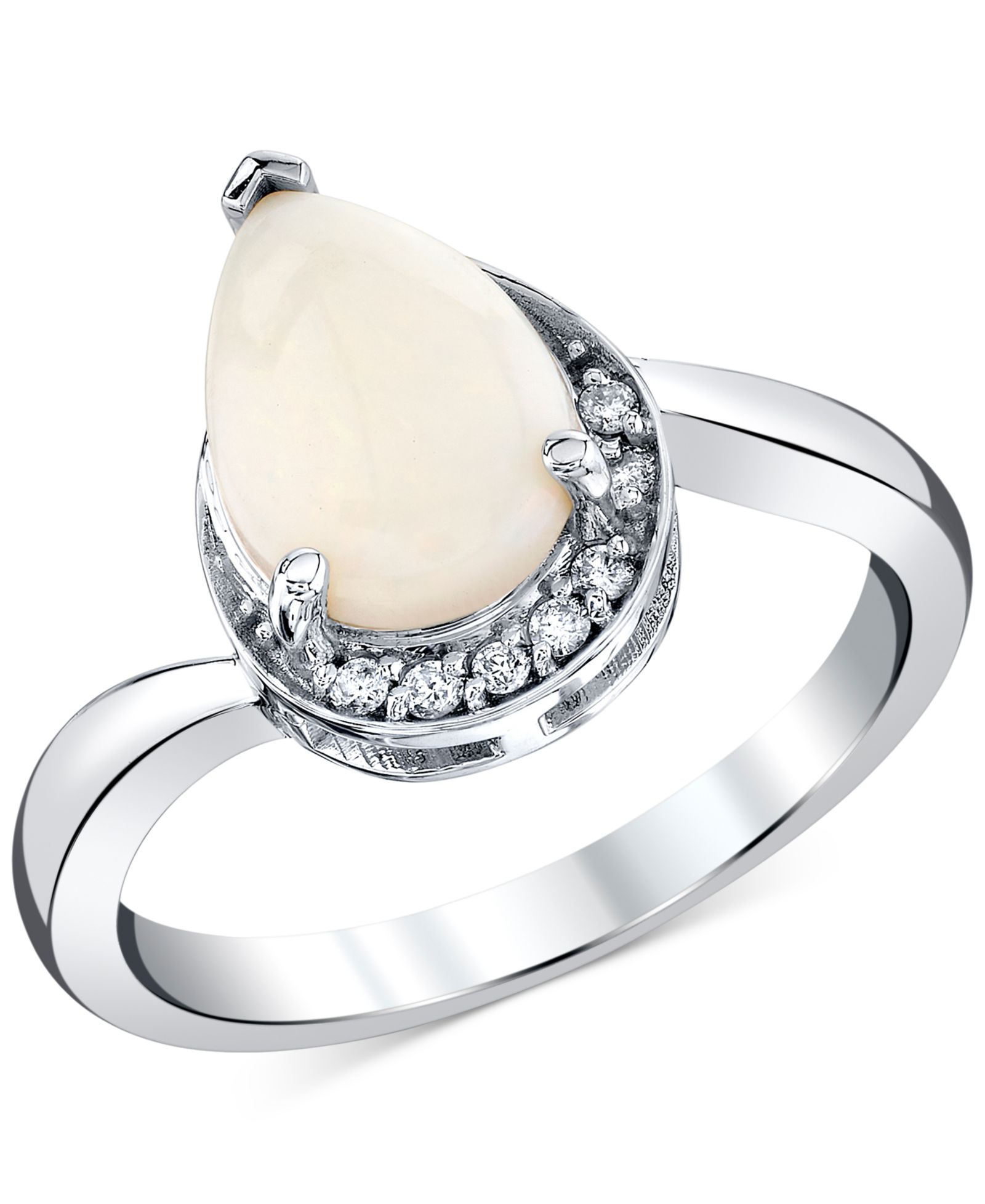 Macy's Кольцо в форме груши с опалом 10k White Gold