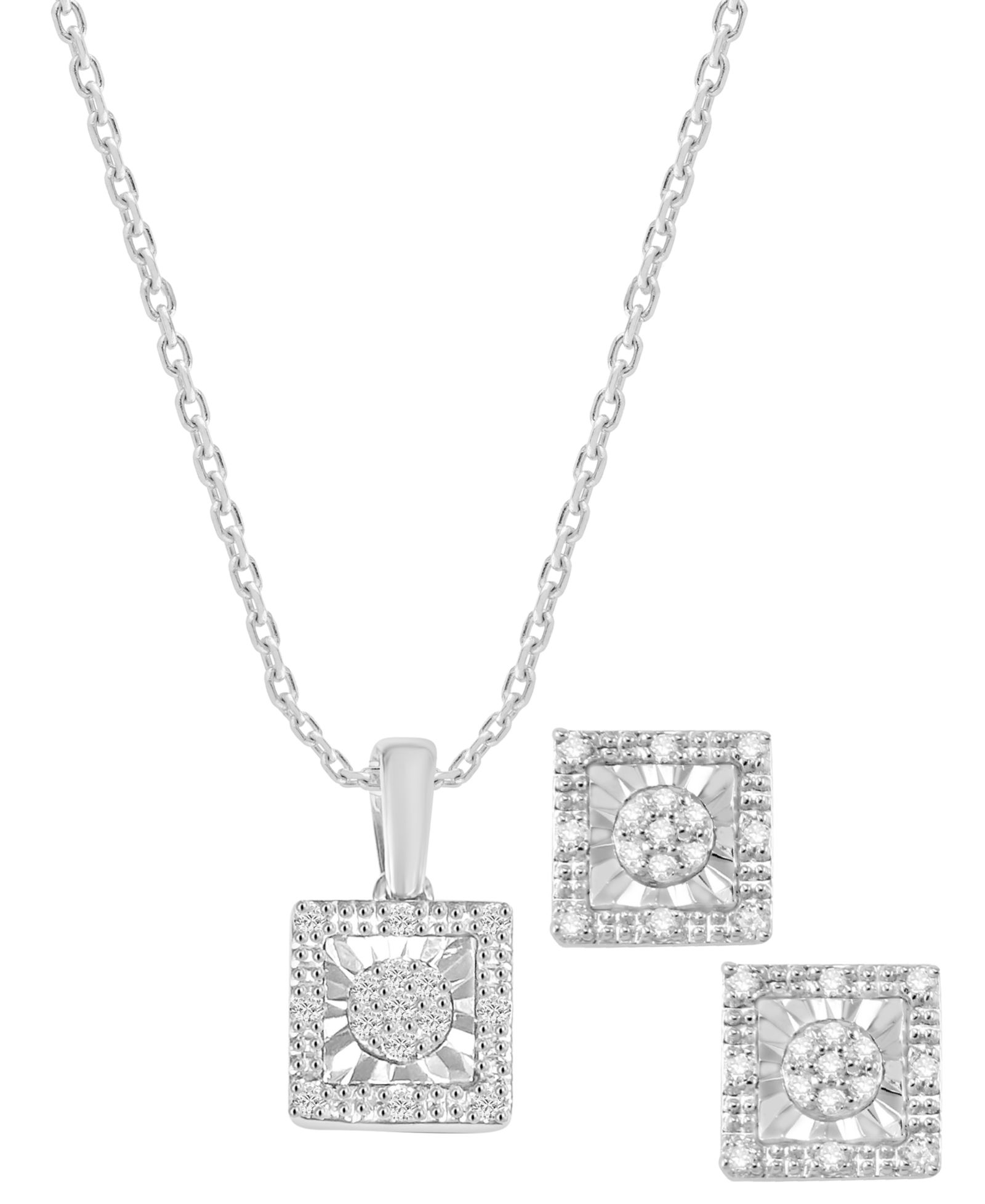 Комплект из кулона и серег Macy's Diamond в стерлинговом серебре