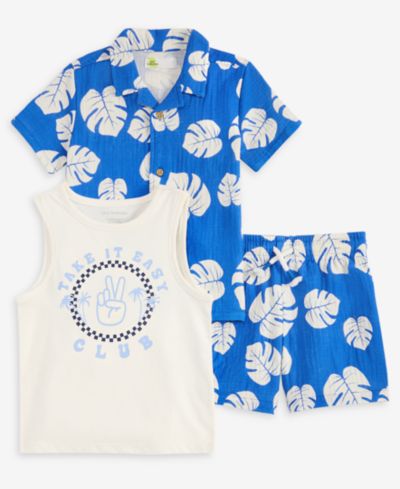 Epic Threads Boys' Toddler 2T-4T Leaf-Print Shirt, Tank Top and Shorts 3-Piece Set, Macy's Exclusive