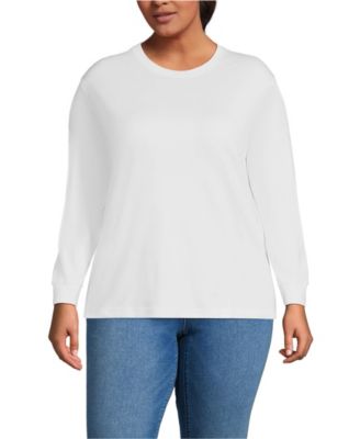 Футболка Lands' End Plus Size Cotton Relaxed Long Sleeve Crew Neck