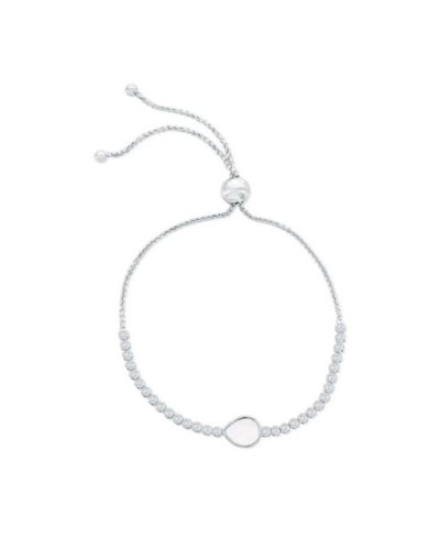 Sterling , Pearshape MOP Center, CZ Bolo Bracelet