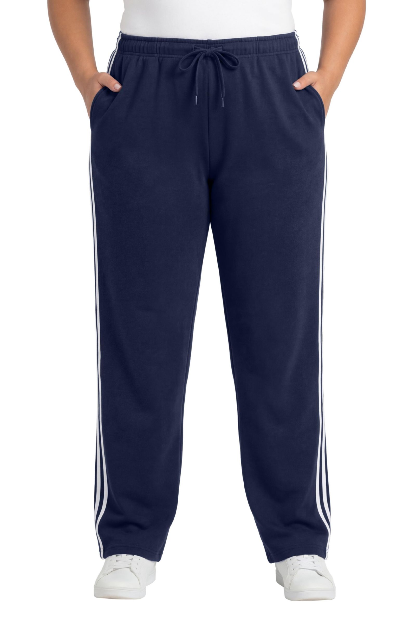 Woman Within Plus Size Within Better-Fleece Side-Stripe Pull-On Sweatpants