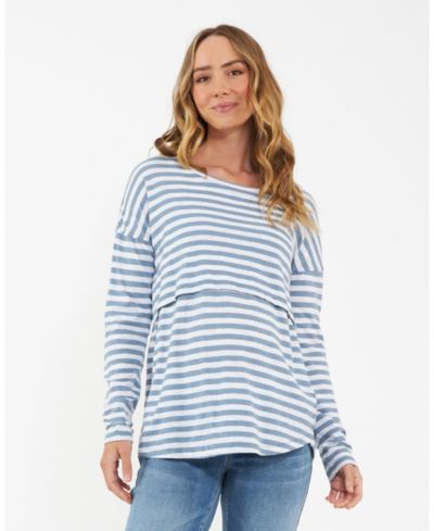 Ripe Maternity женское термобелье для кормления длинный рукав petrol/white
