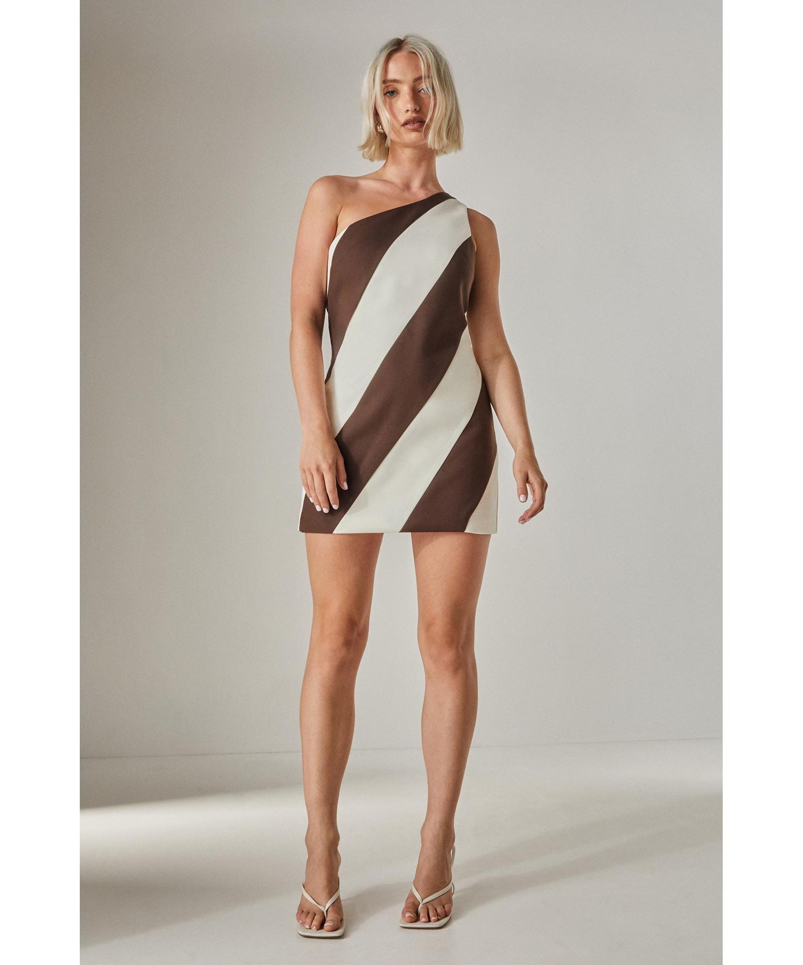 Nasty Gal Women's Stripe One Shoulder Tailored Mini Dress
