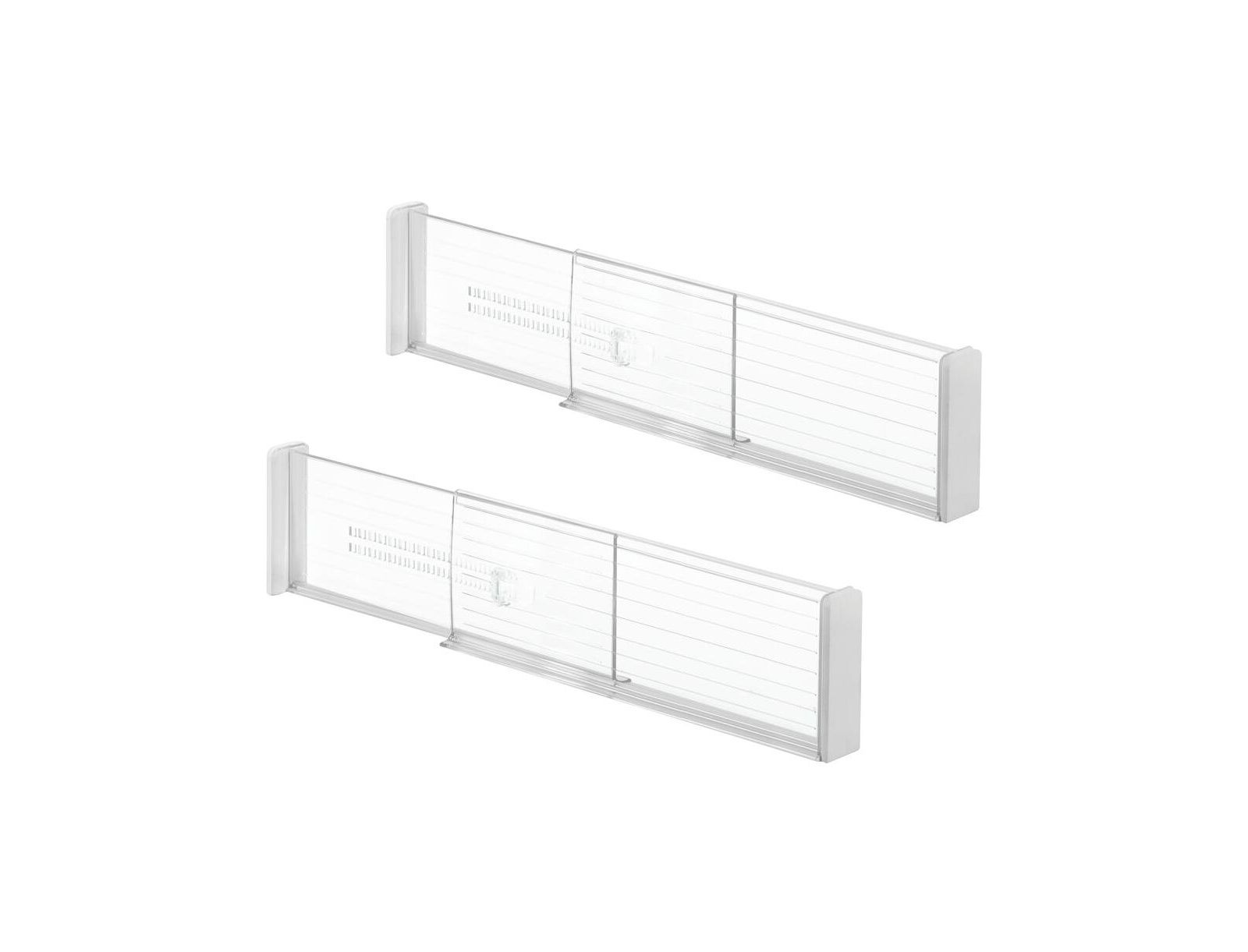 iDesign Plastic Adjustable Drawer Dividers - Set of 2 - Clear