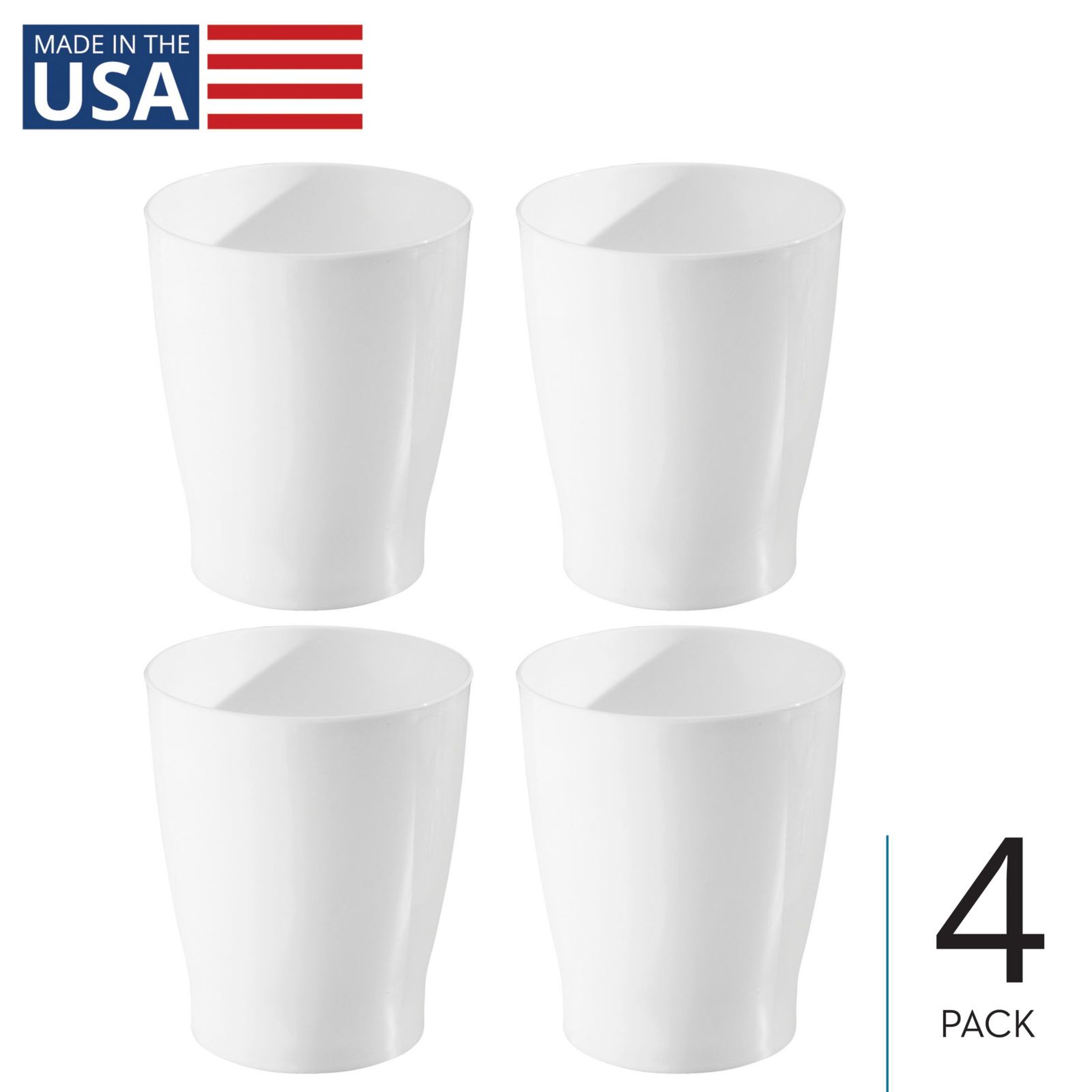 iDesign Set of 4 Small Round Plastic Bathroom Trash Can