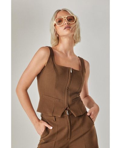 Женский топ Nasty Gal с молнией спереди и без рукавов
