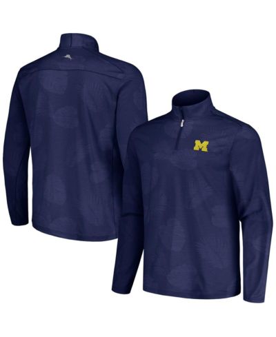 Tommy Bahama Мужская полуzipped куртка Michigan Wolverines Delray Frond IslandZone Navy