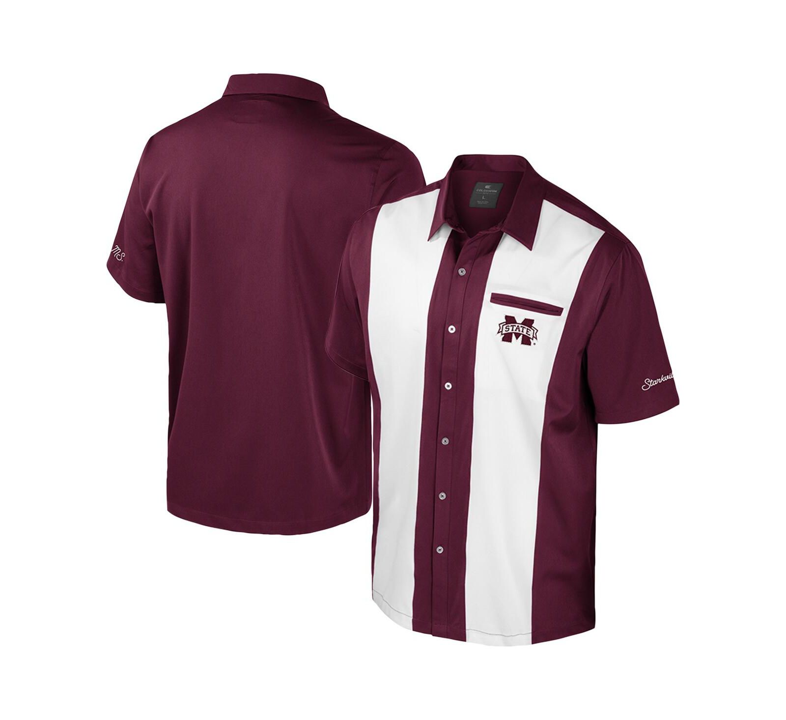 Colosseum Men's Maroon Mississippi State Bulldogs Strike Bowling Button-Up Shirt