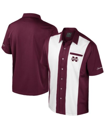 Colosseum Men's Maroon Mississippi State Bulldogs Strike Bowling Button-Up Shirt