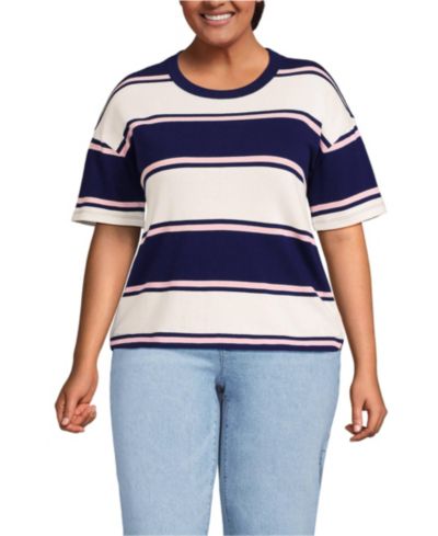 Lands' End Женская футболка Mariner с коротким рукавом Plus Size