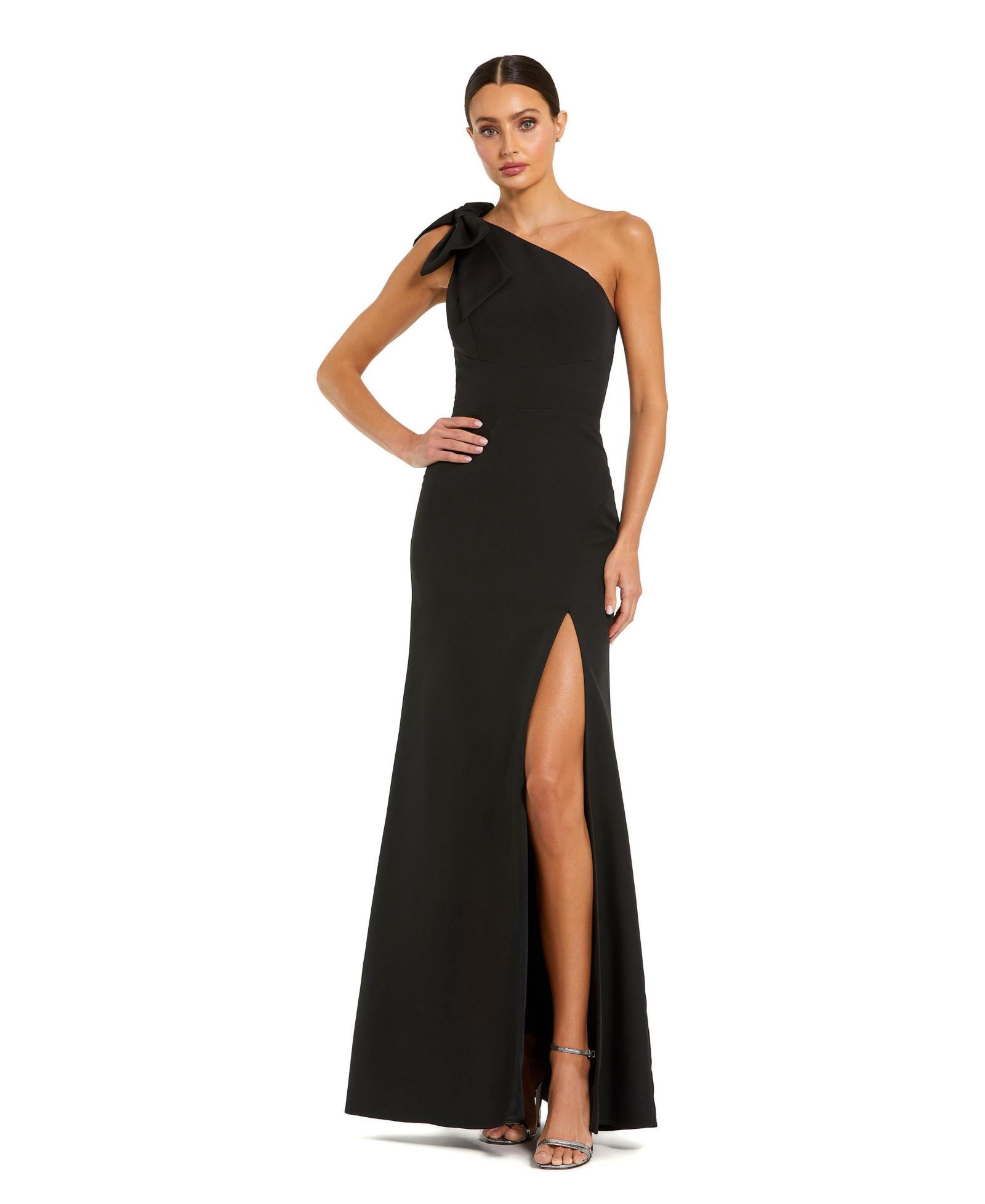Mac Duggal Женское вечернее платье с одной открытой плечом и бантом
