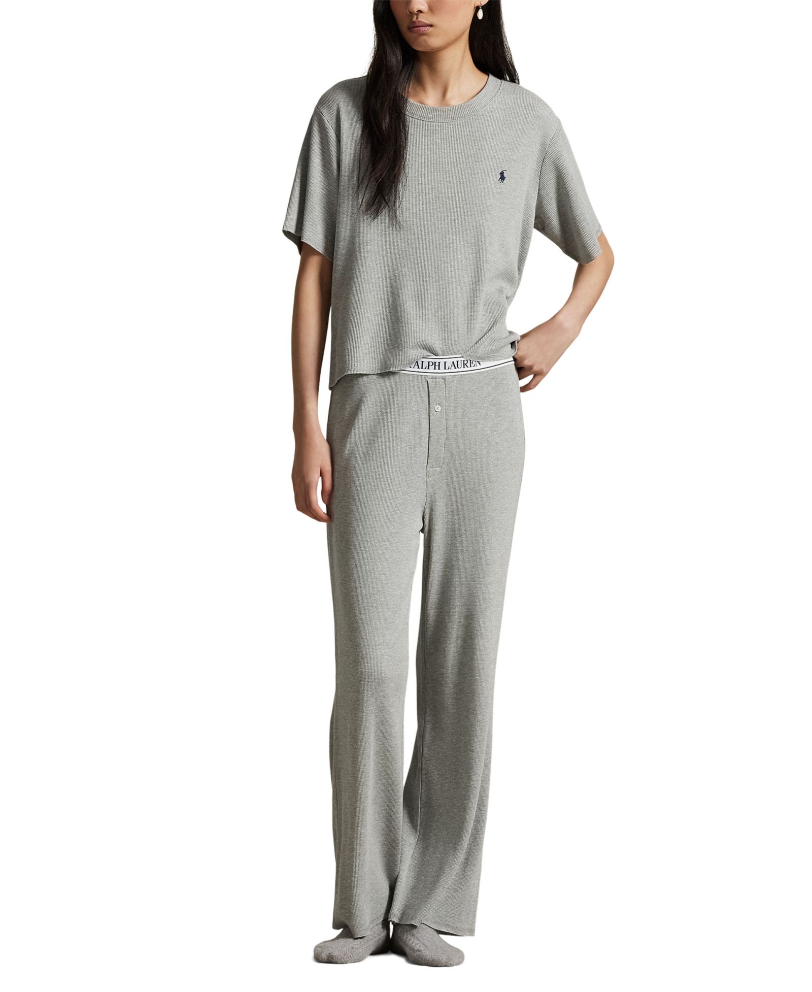 Polo Ralph Lauren Women's 2-Piece Short Sleeves Top and Pants Pajama Set