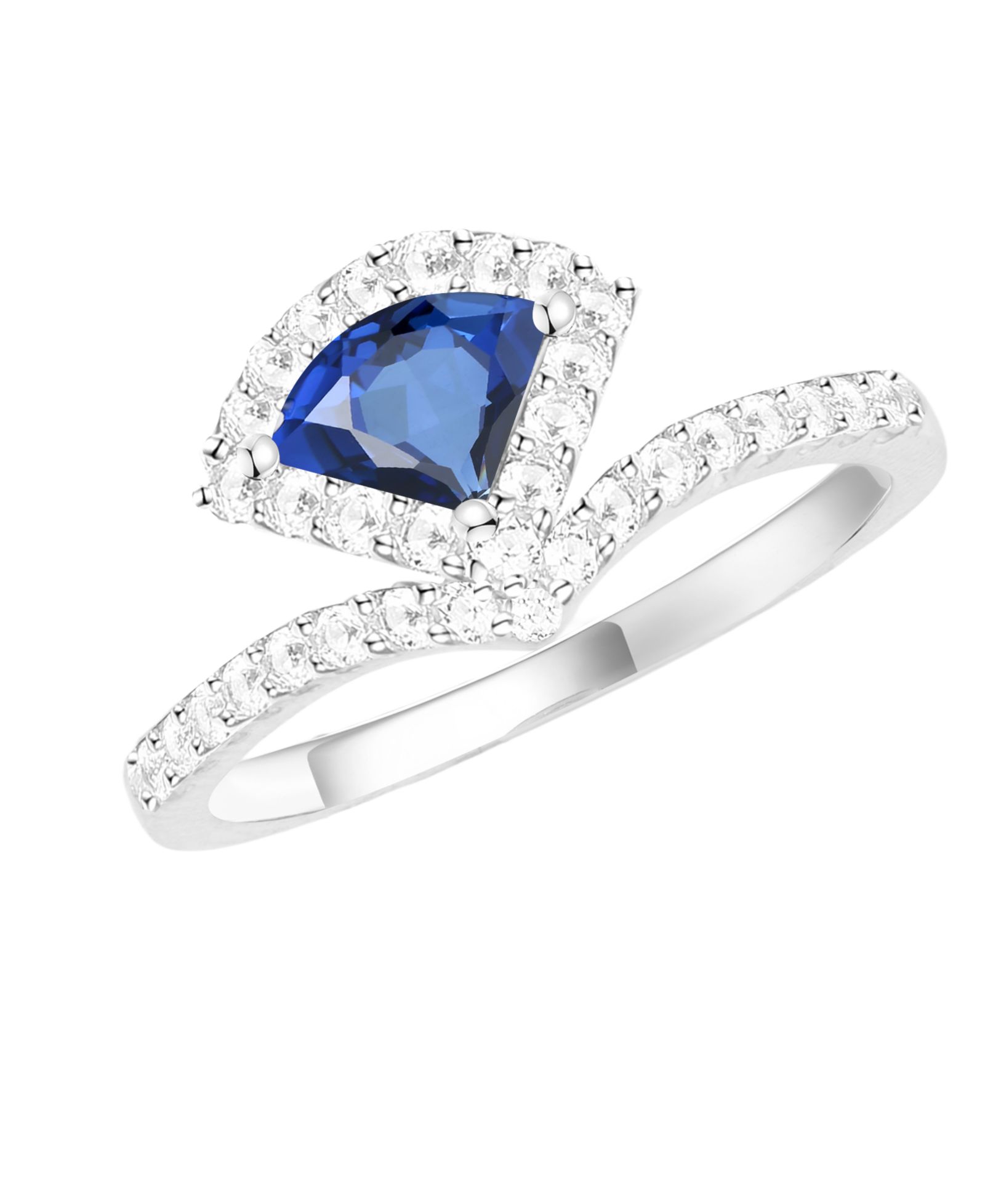 Кольцо с выращенным сапфиром (5/8 ct. t.w.) и выращенным белым сапфиром (3/8 ct. t.w.) в стерлинговом серебре