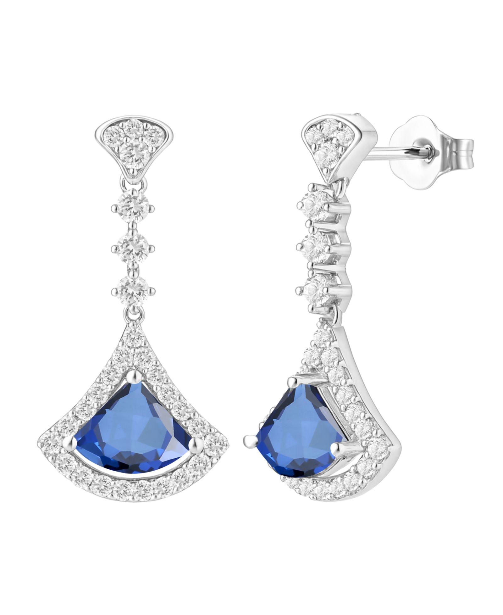 Серьги Macy's с выращенным сапфиром (1-1/4 ct. t.w.) и выращенным белым сапфиром (1-1/2 ct. t.w.) из стерлингового серебра