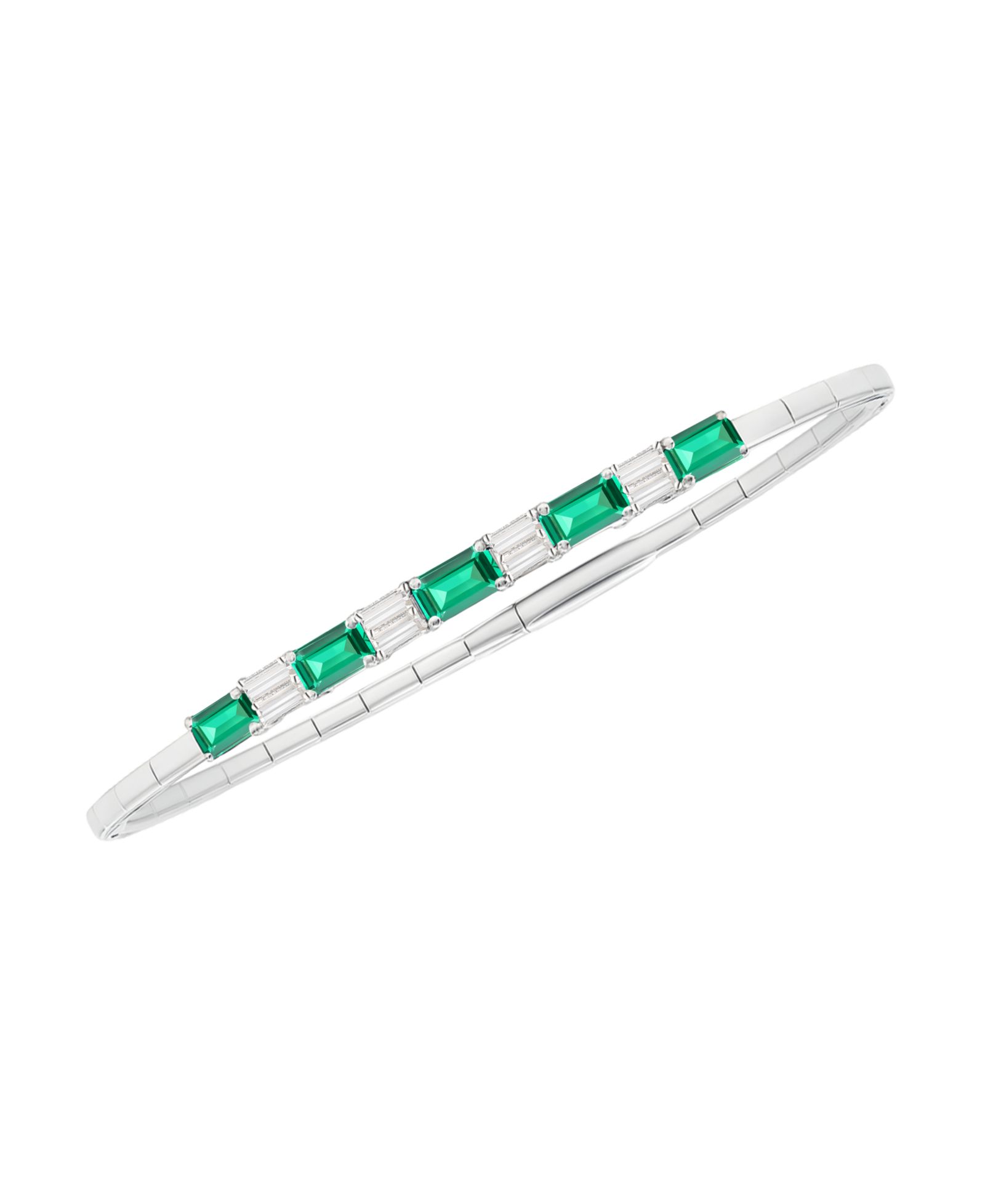 Macy's Lab Grown Emerald (1-1/3 ct. t.w.) And White Sapphire (1/3 ct. t.w.) Bracelet in Sterling Silver (Also Available in Ruby)