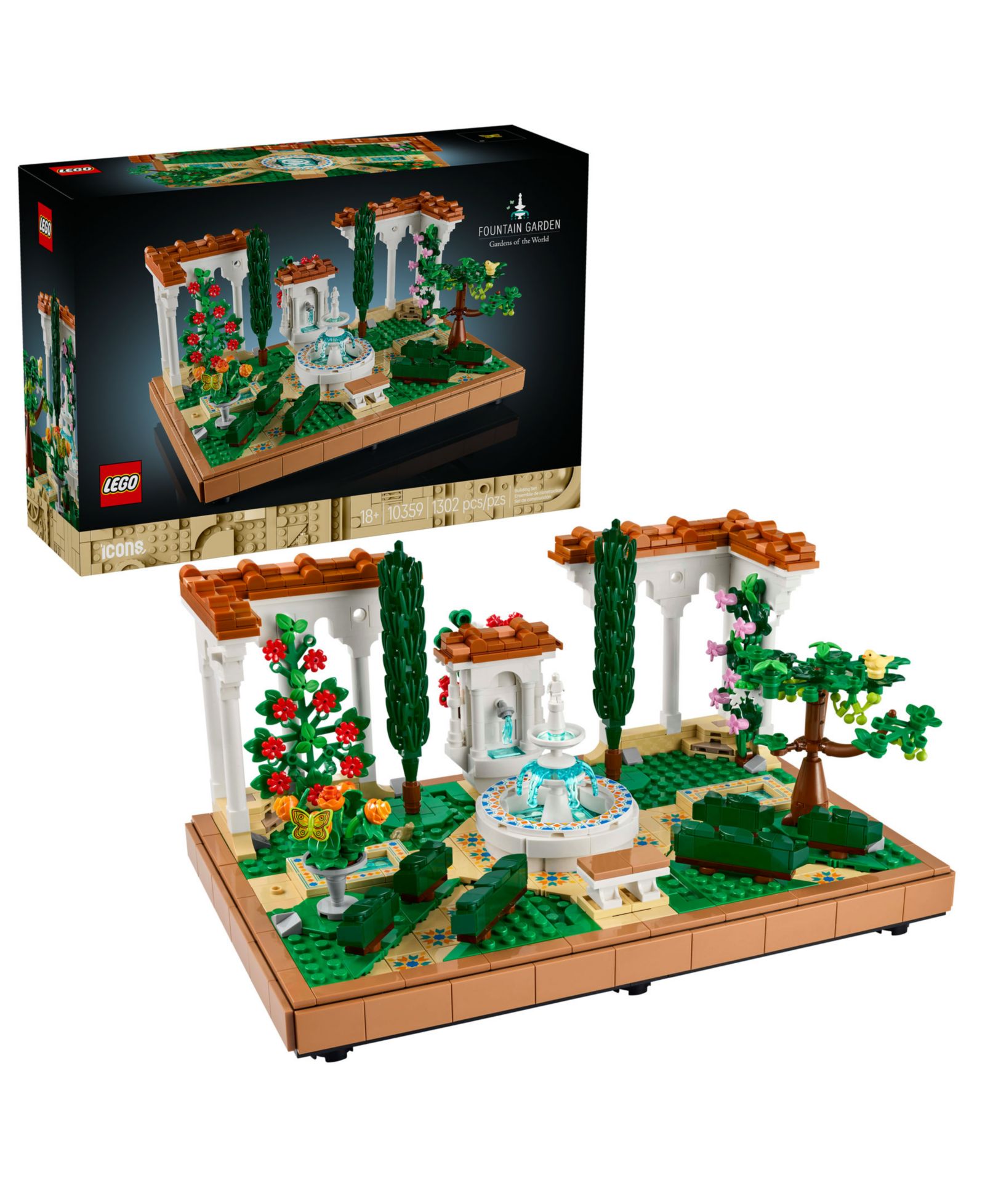 Набор для строительства LEGO® Icons Fountain Garden 10359, 1302 детали