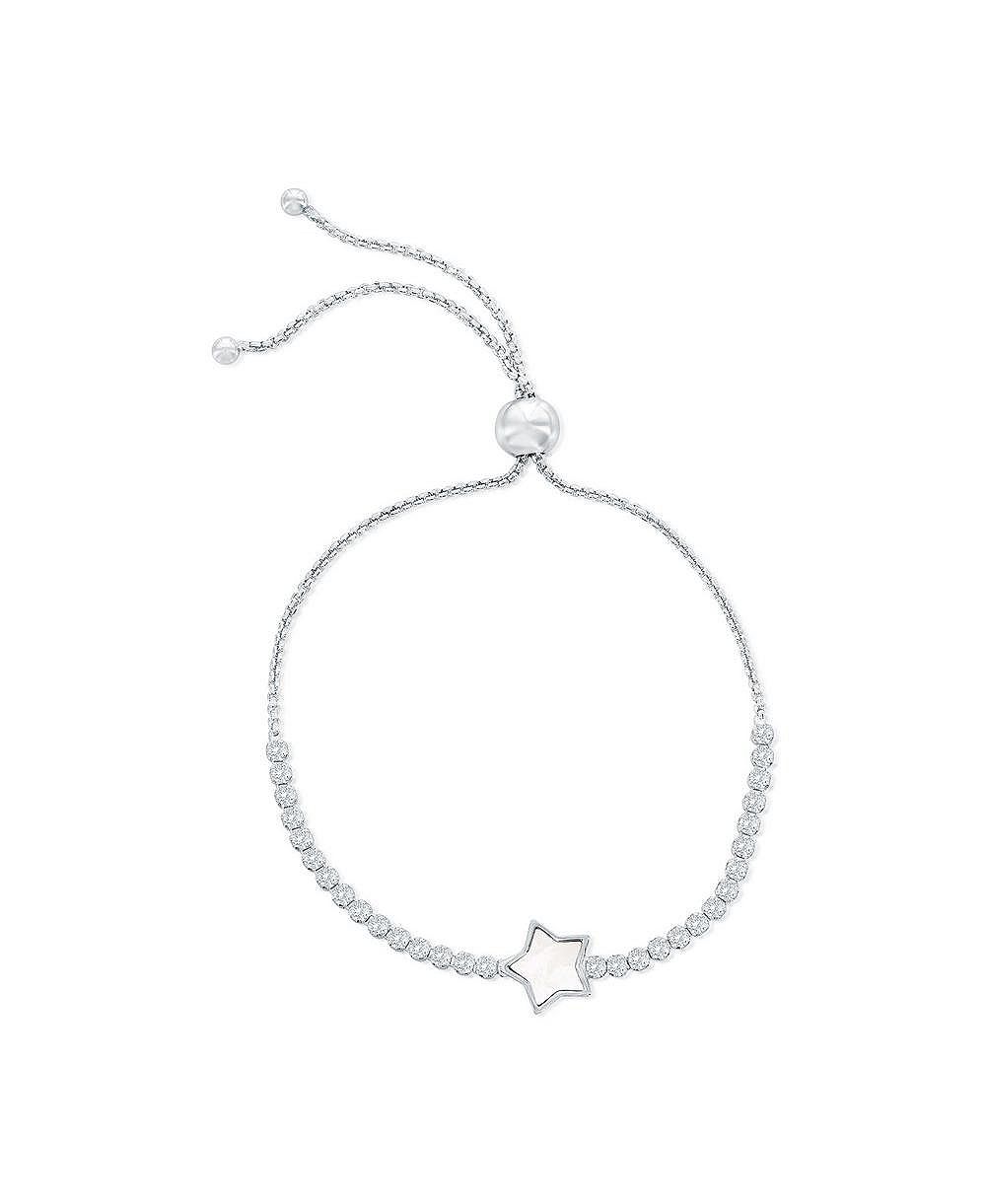 Браслет Caribbean Treasures Sterling Silver, Star MOP Center, CZ Adjustable Bolo