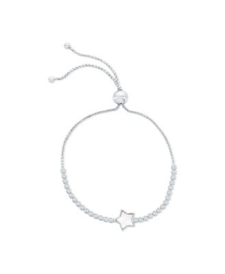 Caribbean Treasures Sterling Silver, Star MOP Center, CZ Adjustable Bolo Bracelet