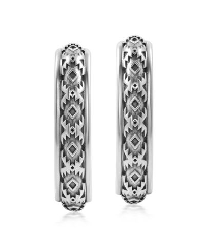 American West Jewelry серьги-кольца J-Hoop из стерлингового серебра с узором