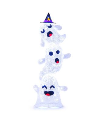 4 FT Lighted Stacked Ghosts Standing Halloween Decoration with 120