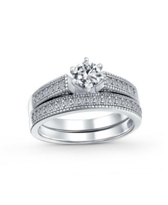 Bling Jewelry обручальное кольцо с кубическим цирконием, серебро 1.5CT
