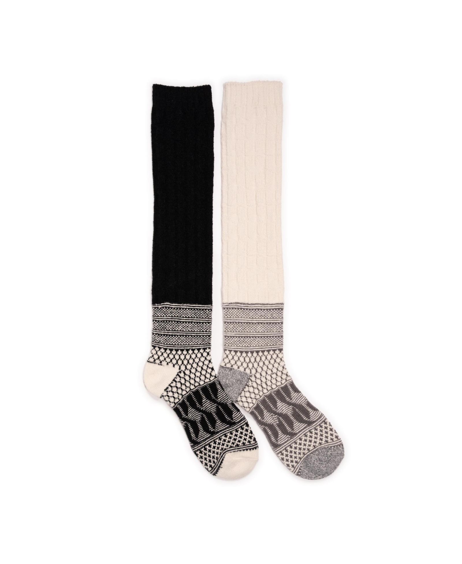 MUK LUKS Women's Patchwork Texture Over-The-Knee Socks 2 Pack