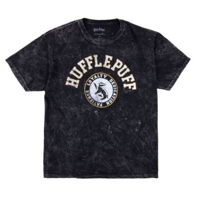 Harry Potter Мужская футболка Hufflepuff Varsity Black Vintage Mineral Wash Crew Neck Short Sleeve XXL