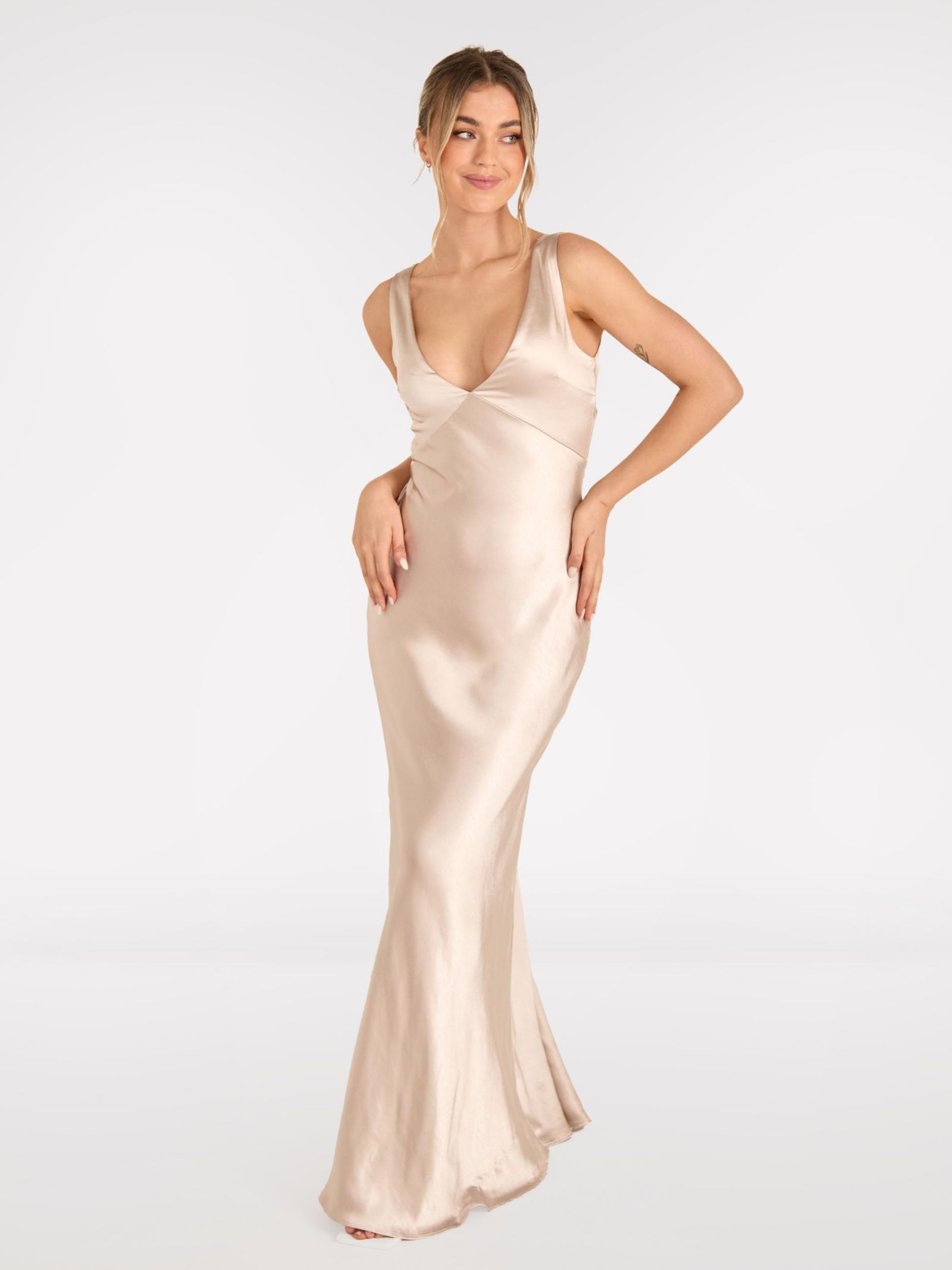 Six Stories Women's Twist Back Satin Bridesmaid Dress