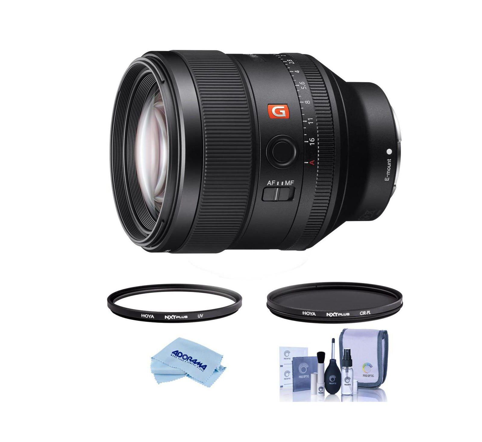 Объектив Sony FE 85mm f/1.4 GM для Sony E, комплект с фильтром Hoya 77mm UV+CPL, набором для чистки и салфеткой