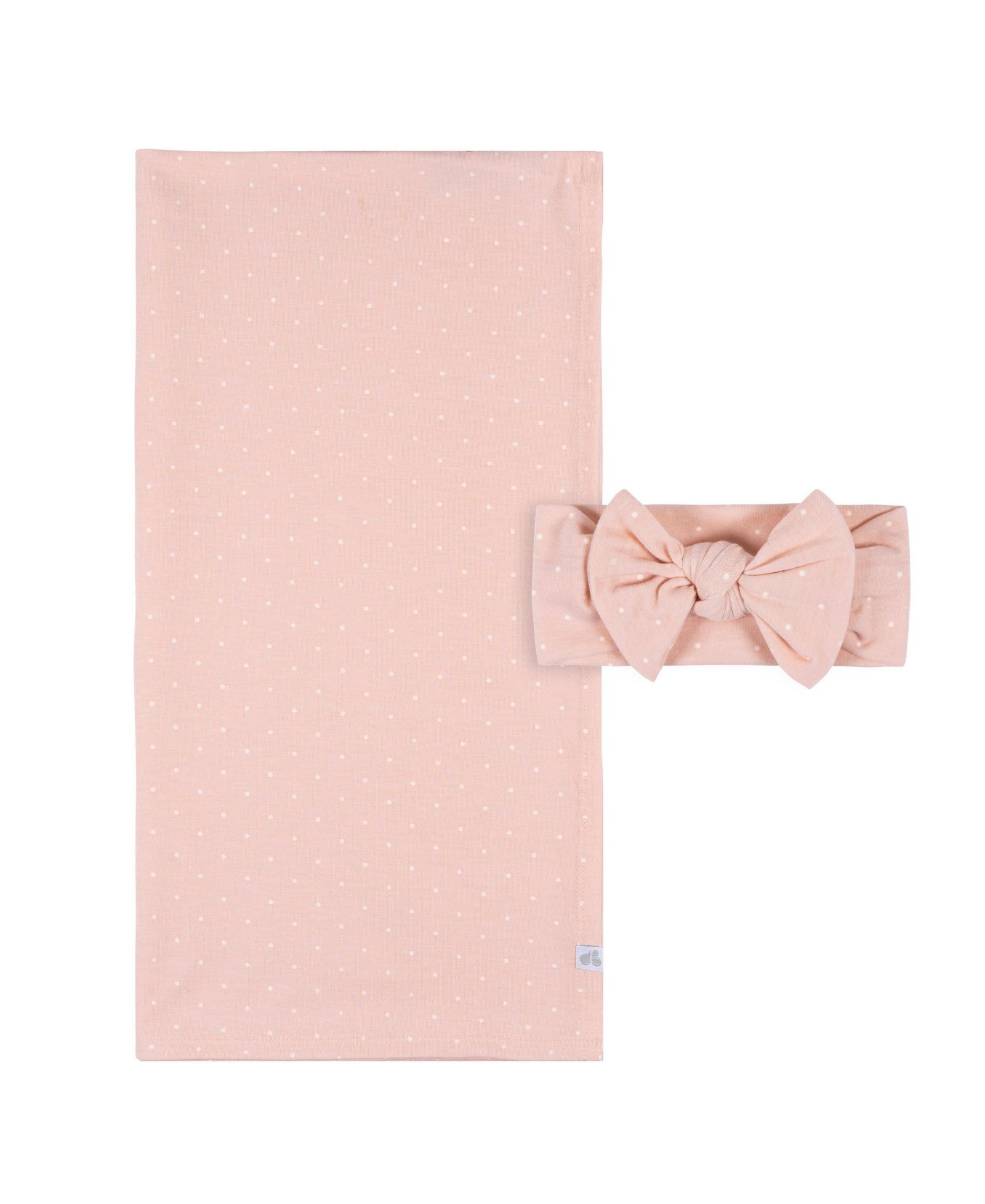 Just Born Baby Girls' 2-Piece Swaddle Blanket and Headband Set, Pink Dots, One Size