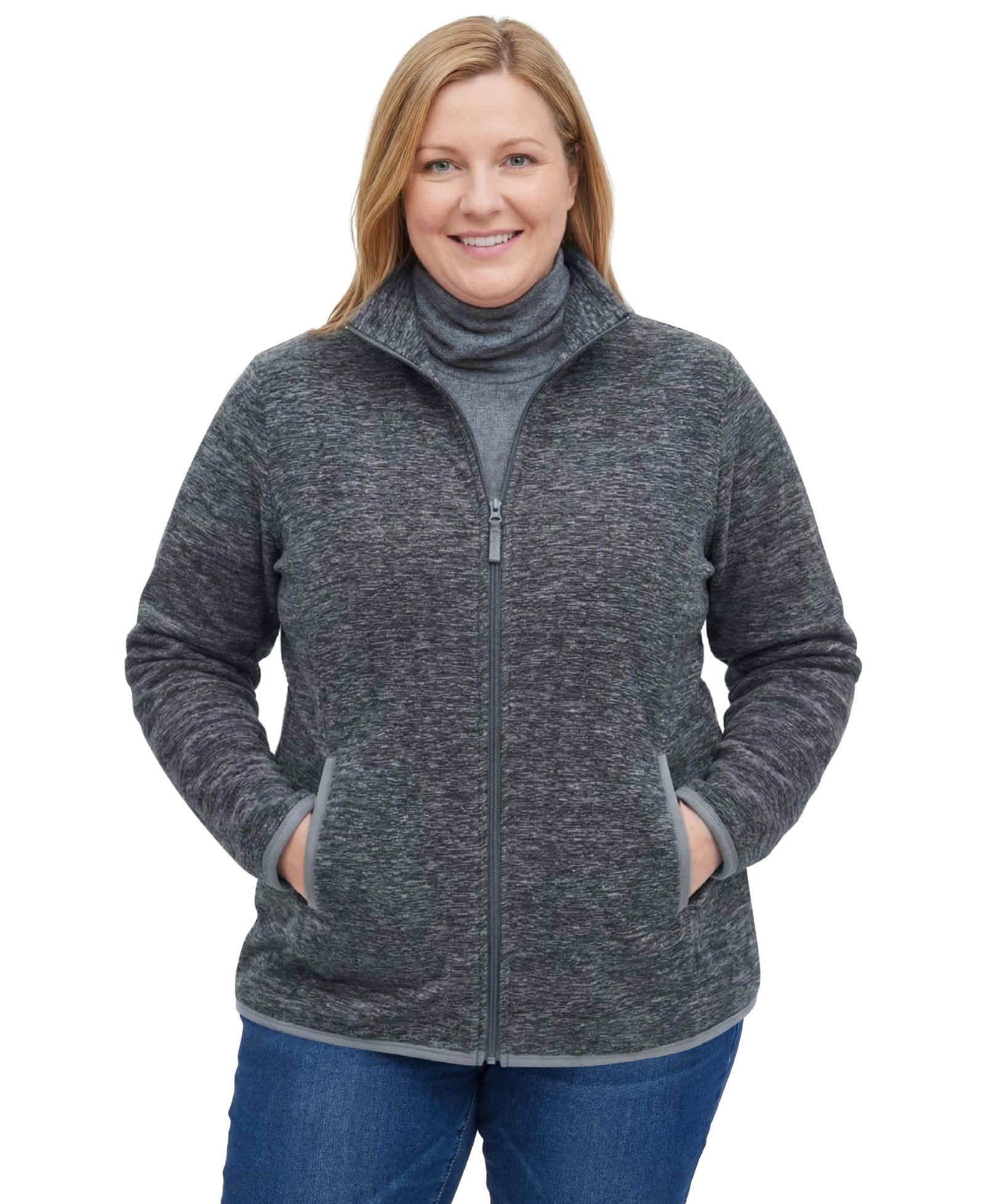 Woman Within Plus Size Within Zip-Front Microfleece Coat