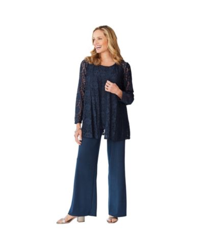 Женский комплект Woman Within: жакет/топ/брюки с кружевом, 3-Piece Lace Jacket/Tank/Pant Set