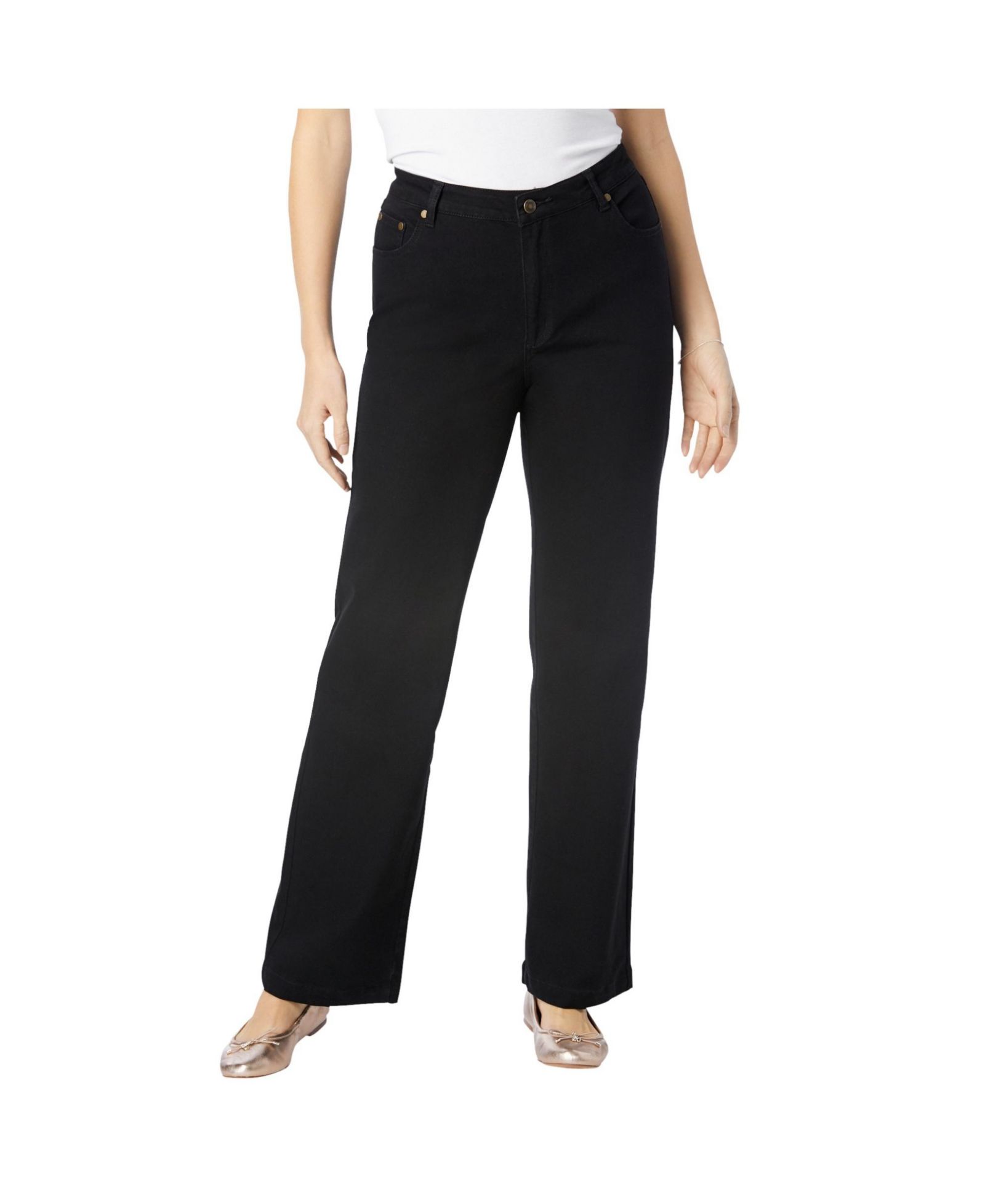 Woman Within Women's Within Stretch Denim Wide-Leg Five-Pocket Jeans