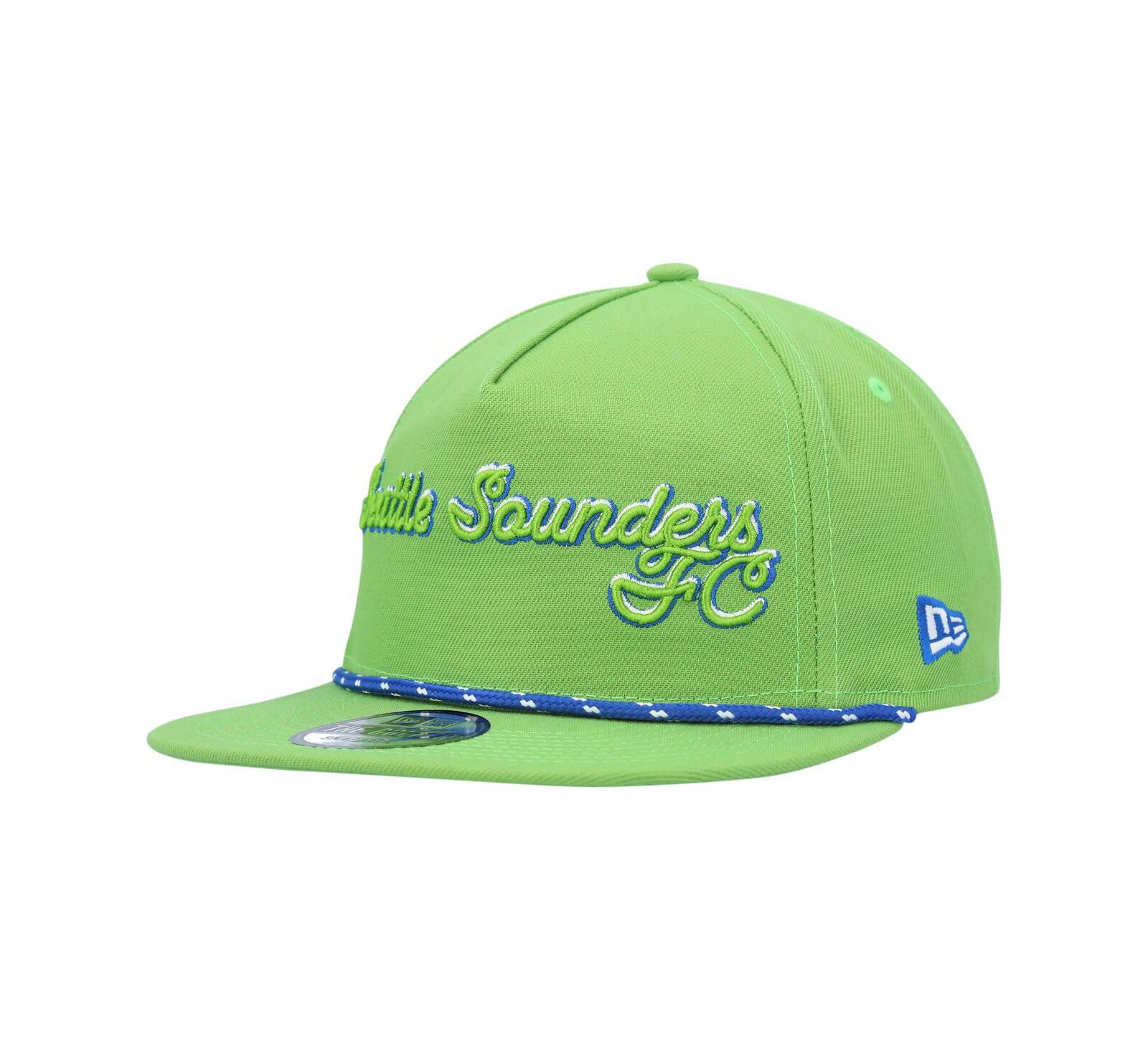 New Era Men's Rave Green Seattle Sounders FC Script Golfer Adjustable Hat