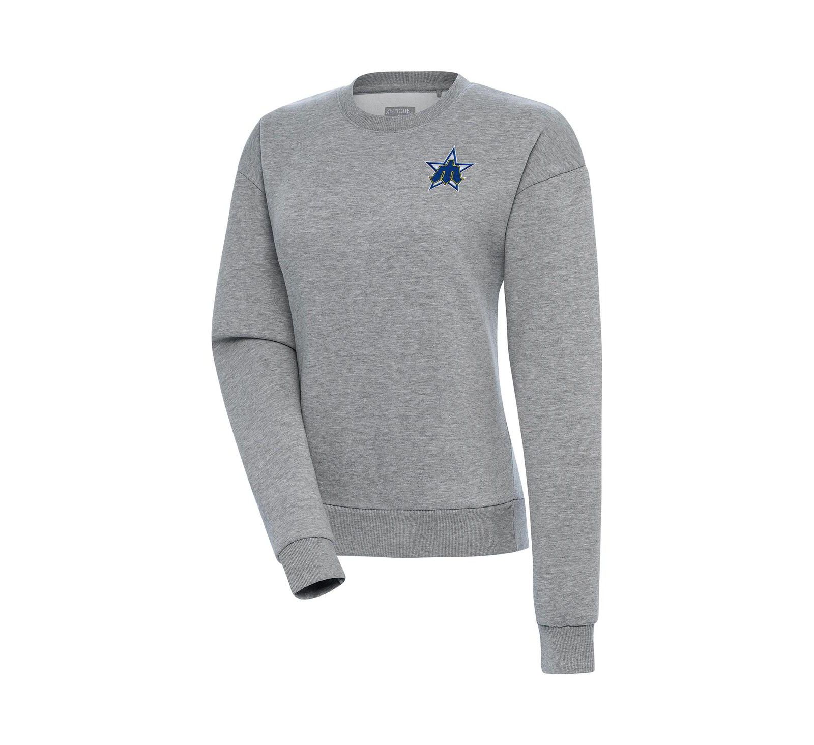 Свитшот Antigua Women's Heather Gray Seattle Mariners Cooperstown Victory с круглым вырезом