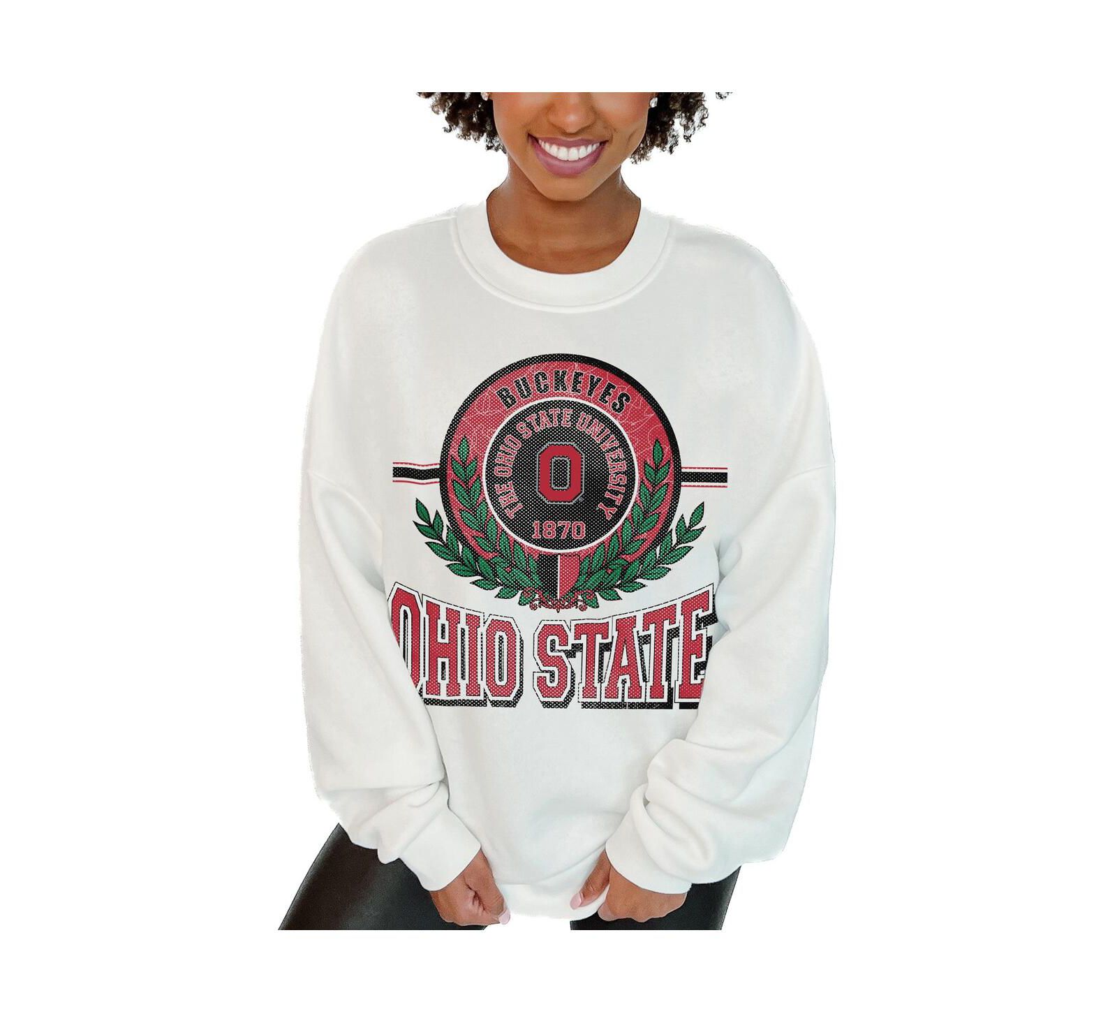 Gameday Couture Women's White Ohio State Buckeyes Hot Shot Fleece Pullover Sweatshirt