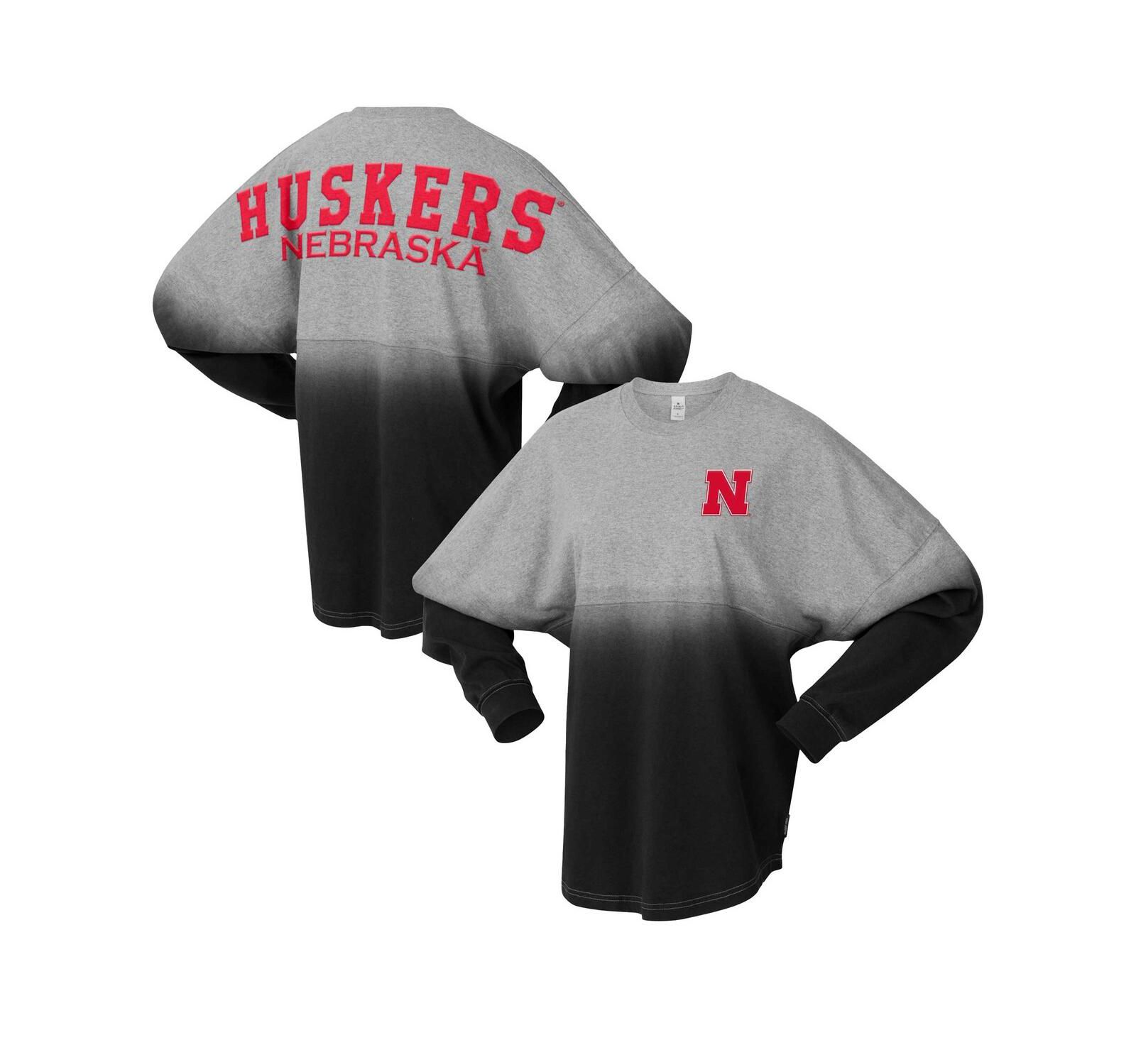 Мужской и женский лонгслив Spirit Jersey Nebraska Huskers Ombre, черный/серый