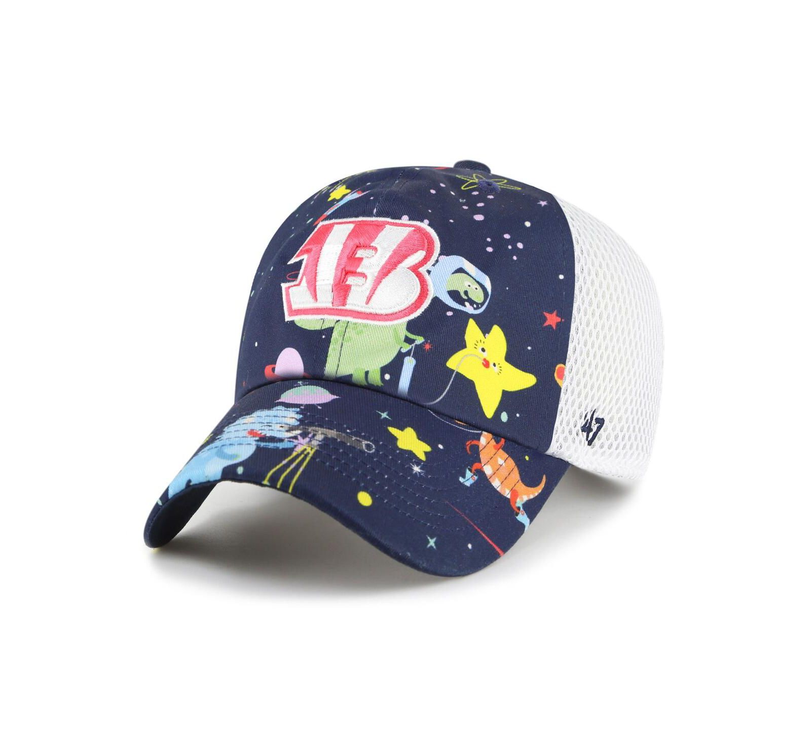 '47 Brand Big Boys and Girls Navy Cincinnati Bengals Space Dino Adjustable Trucker Hat