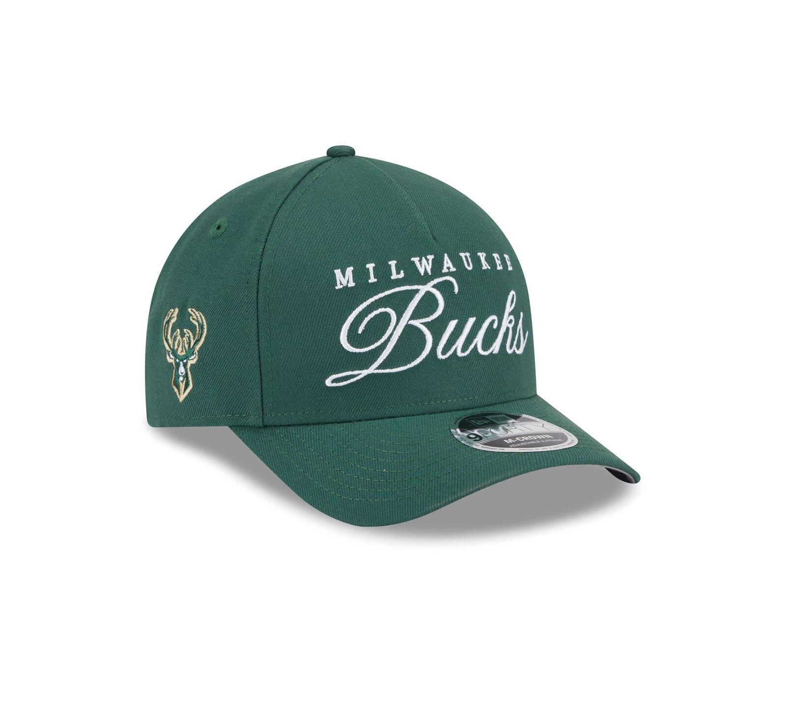 New Era Men's Hunter Green Milwaukee Bucks 2025 NBA Draft M-Crown A-Frame 9FORTY Adjustable Hat