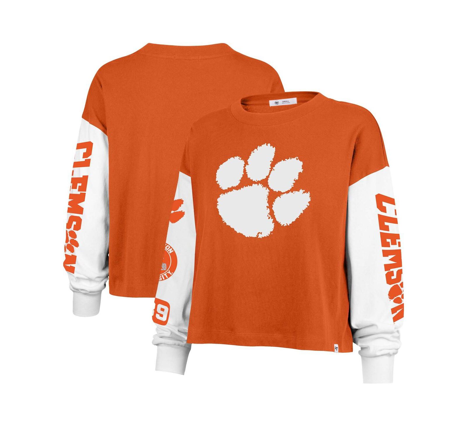 '47 Brand Женская футболка с длинным рукавом Clemson Tigers оранжевого цвета