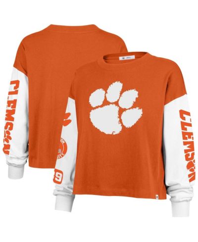 '47 Brand Женская футболка с длинным рукавом Clemson Tigers оранжевого цвета