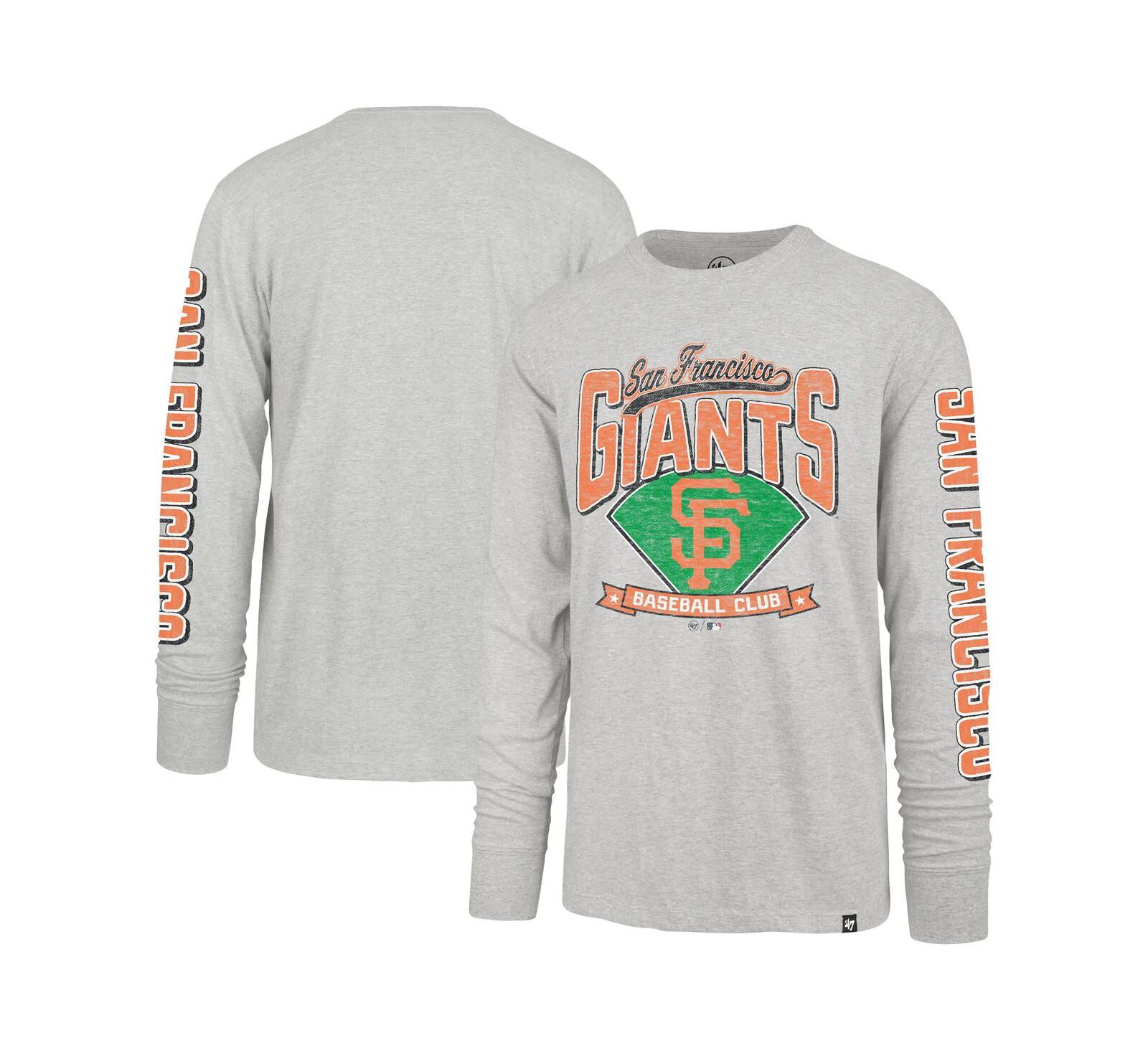 47 Brand Men's Gray San Francisco Giants Big & Tall Distressed Franklin Long Sleeve T-Shirt