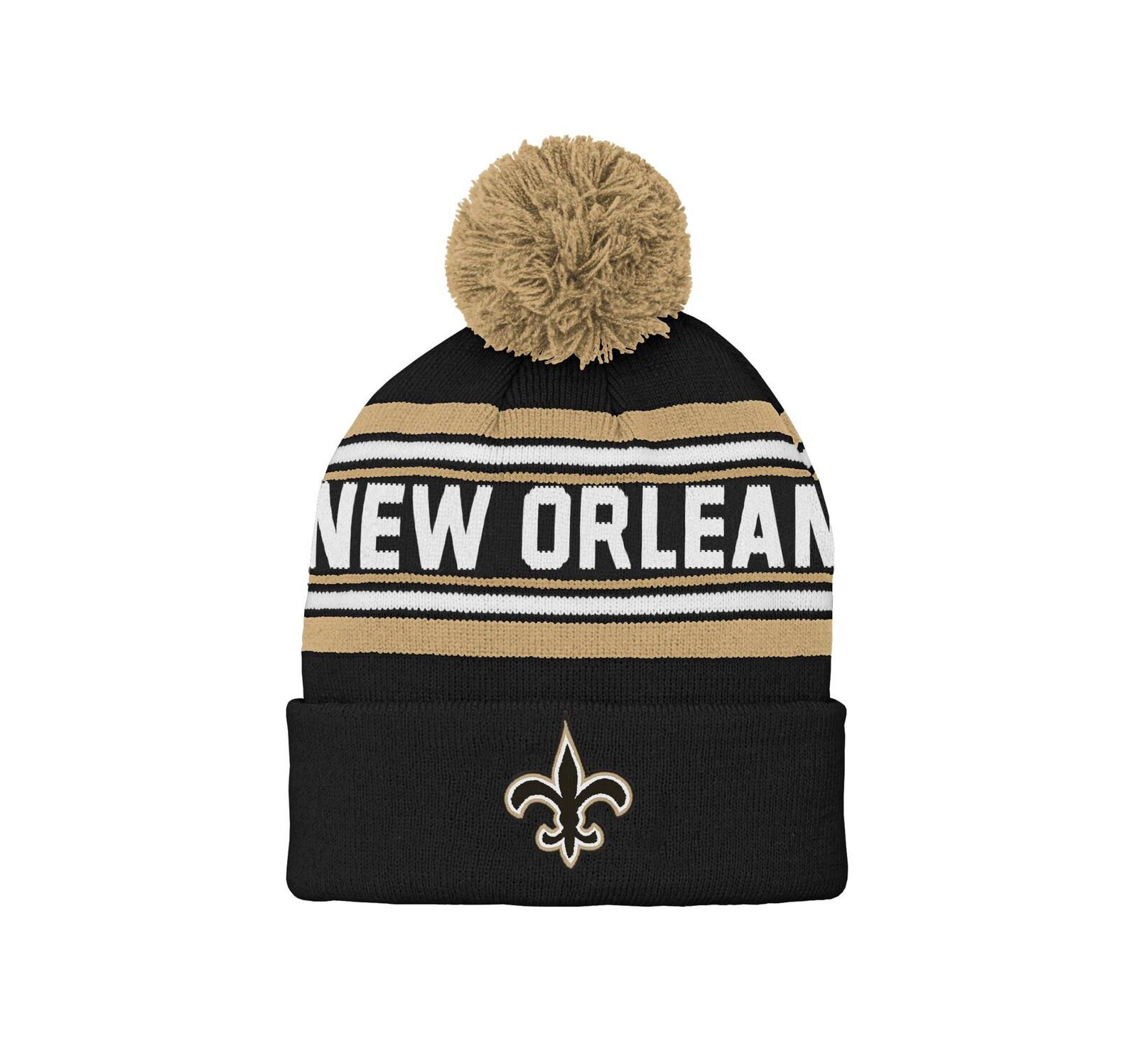 Outerstuff Preschool Black New Orleans Saints Jacquard Cuffed Knit Pom with Hat