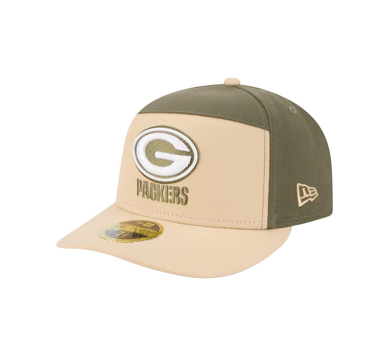 Мужская кепка New Era Light Beige/Olive Green Bay Packers Two-Tone Color Pack Split Panel 59FIFTY
